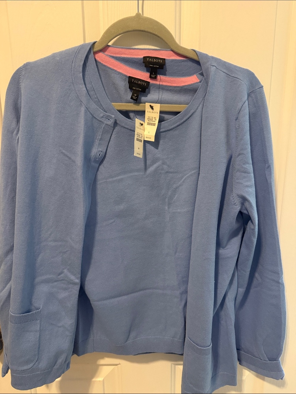Talbots Light Blue Crewneck Pullover with Matching Cardigan NWT